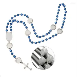 Chains Sublimation Blank Rosary Beads Necklace Ornament Pendants Alloy T8DE253z