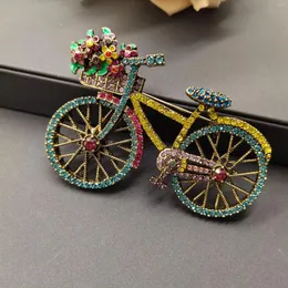 브로치 패션 여성 남성 빈티지 바로크 자전거 꽃 풀 크리스탈 배지 핀 팰리스 팰리스 절묘한 자전거 보석 액세서리