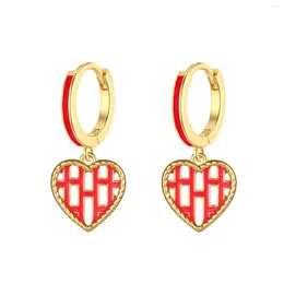 Dingle örhängen 2024 Sweet Love Heart Drop For Women Girls Round Circle Korean Fashion Statement Wedding Jewelry