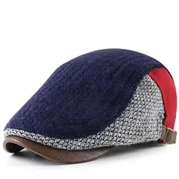 Newsboy Hats 2024 Autumn and Winter Male Ivy Cap Dad Warm Flat Peak Hat Men Newsboy Cap Women Knitted Beret 56-60cm zln240202