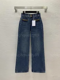Designer mulheres jeans calças femininas calças jeans moda nova perna larga calças de metal corrente decoração solta ajuste perna reta calças lazer versátil jeans para mulher