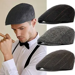 Newsboy Hats Classic Plaid Stripe Newsboy Cap for Men Women Winter Cotton Flat Ivy Vintage Gatsbay Hat Irish Outdoor Cabbie Beret Painter Hat zln240202