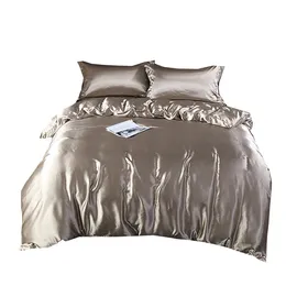 マルベリーシルクウォッシュシルク4ピースセット、絹のようなシルクキルトカバー、シートアイスシルクベッドキャップ、1.8mの寝具