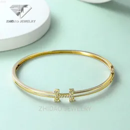 Heißer Verkauf Au750 Schmuck 18k Echtgold Armband Mode Buchstabe h Naturdiamant Charm Armband