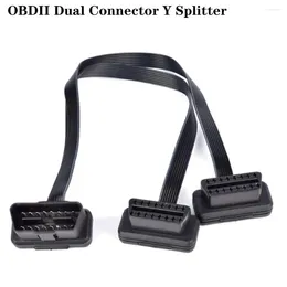 Extensão conector duplo y divisor obd obd2 16pin macho para fêmea conexão plana fina como macarrão elm327