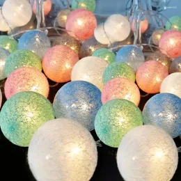 Strängar 2m 20Led Cotton Ball String Lights Colored Christmas Fairy Garland Lighting Holiday Wedding Xmas Party Home Decor Lamps