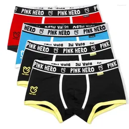 Underpants 4pcs 면화 속옷 핑크 영웅 고품질 남성 복서 반바지 패션 남성 편안한 U-bag