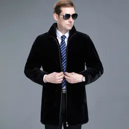 Зимняя дизайнерская мужская шуба из норки, повседневная кожаная куртка Haining, длинная 0MKR