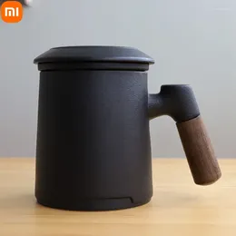 Vattenflaskor Xiaomi 450 ml Te Cup Ceramic Hushållsfilter Separation Mugg med lockkontor Infuser Kinesisk stil delikat