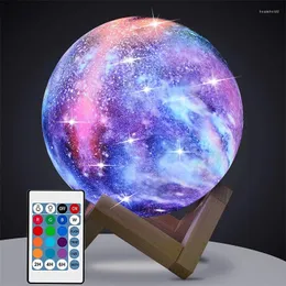 Nocne światła 3D księżyc lampa dzieci światła galaxy 16 kolorów LED z dotknięciem zdalnym kontrolą jako prezenty urodzinowe dla chłopców/dziewcząt/dzieci