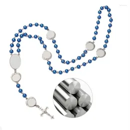 Chains Sublimation Blank Rosary Beads Necklace Ornament Pendants Alloy T8DE284k