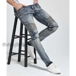 Оптовая продажа-2017 Мужские джинсы Дизайн Байкерские узкие эластичные повседневные джинсы хорошего качества H1703 JL7J