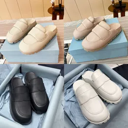 مصممة نساء النعال ناعمة مبطنة نابا جلود بيج البغال balck نصف slippers شرائح eu35-42 مع صندوق 522