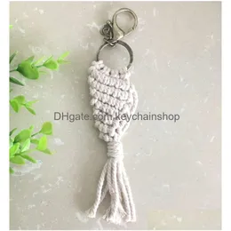 Rame Keyring Cotton Rope Keychains Handmade String Braided Twisted Keychain Purse Backpack Charm Boho Accessories Customize Drop Deli Dh7Q6