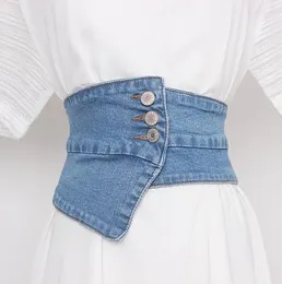 Pasy damskie mody pasa startowego niebieskie dżinsowe elastyczne cummerbunds żeńska sukienka gorsets