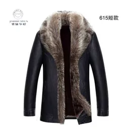 Middle Aged Mens Leather Jacket Dads Winter Coat and Fur Integrated Grandpas Elderly YEKP