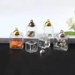 Bottles 10/30X Transparence Glass Mini Cube Globe Bubble With Cap Diy Hollow Lucky Vial Pendant Necklace Jewelry Accessories