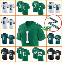 カスタムフットボールジャージPhiladelphiaeaglesmen AJ Brown Devonta Smith Jalen Hirts Jason Kelce Dandre Swift Nolan Smith Jr. Brandon Slay Goedert Women Youth Jersey