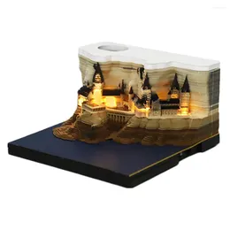 Party Favor Omoshiroi Block 3D Notepad 2024 Kalender Howarts Castle Memo Papps -papper Noter Sticky Christmas Gift