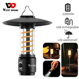WEST BIKING LED Camping Light USB Rechargeable Bulb For Outdoor Tent Lamp Portable Lantern Emergency Lights Hiking Flashlight 240124