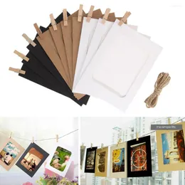 Quadros 10 pçs leve diy papel po quadro cor sólida de madeira durável decoração imagem titular moda acessórios para casa