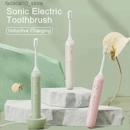 Escova de dentes indutiva de carregamento escova de dentes elétrica Sonic Concise Adult Teethbrush IPX7 Impermeável Escova Macia Cabelo Dental Care Escovas Q240202