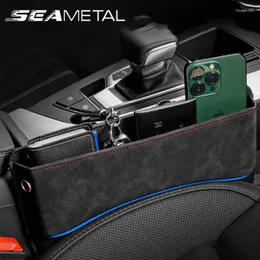 Auto-Organizer SEAMETAL Spalt-Aufbewahrungsbox Wildleder-Autositz-Lückentasche mit Ladeanschluss seitliche Gadget-Organizer