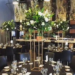 全金色の鉄のフラワースタンドセンターピースの結婚式の装飾床vase 60 cm 80 cm高さのディスプレイラックテーブルトップ装飾201128278S