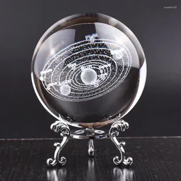 Estatuetas decorativas bola de cristal gravada a laser 3d sistema solar planetas 6/8cm modelo em miniatura de vidro decoração para casa ornamento de presente astronômico