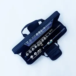 Японская черная флейта с 16 отверстиями, деревянный духовой инструмент, закрытый ключ, добавьте ключ E, тон C, никелированная концертная флейта с музыкальным футляром