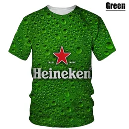 Herren-T-Shirts, 2024, Sommer, 3D-Druck, Bier-Muster, T-Shirt, lässig, modisch, kurzärmelig