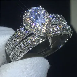 2018 Ослепительный комплект колец из стерлингового серебра 925 пробы с бриллиантами Cz, обручальное кольцо для женщин, свадебные украшения309P