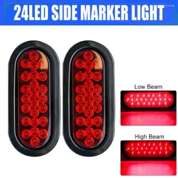 All Terrain Wheels 2pcs 12V 24 Led Oval Truck Trailer Stop Turn Tail Brake Light Side Marker Lamp Red Kit Set