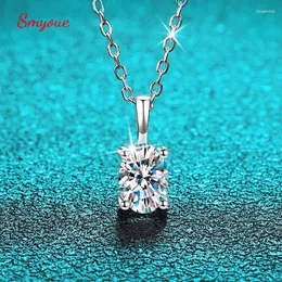 펜던트 smyoue 1ct 타원형 컷 여성을위한 진짜 moissanite 목걸이 결혼식 s925 스털링 실버 펜던트 체인 D 컬러 도매 보석