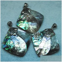 Pendant Necklaces 2Pc Nature Pteria Penguin Shell Abalone Pendants Mother Of Pearl Size 45X45Mm Good Selling For Luxury Jewelry Desgi Dh56H