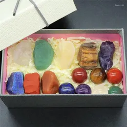 Decorative Figurines Natural Reiki Gemstones 7 Chakras Crystal Ball Mineral Energy Raw Quartz Rough Stone With Gift Box