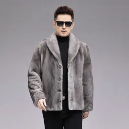 Designer American Mink Coat Mens Whole Short Blue Fruit Collar Fashion Young Fur PZAL