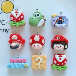 Charms 10st Cartoon Mushroom Harts för DIY -smycken som gör söta örhängen halsband Keychain -tillbehör hängsmaterialfynd