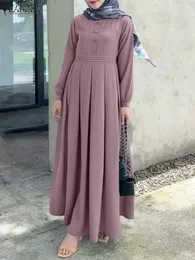 민족 의류 여성 Maxi Long Dress Zanzea Vintage Sleeve Muslim Dubai Turkey Abaya Hijab 캐주얼 Eid Mubarek Ramadan Sundress