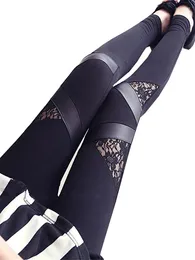 Women's Leggings CUHAKCI Push Up Leggin Lace Pants Black Casual High Waist Fitness Female Women Elastic Sexy Pencil