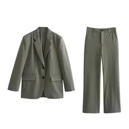 UNIZERA осенне-зимний продукт, женский модный повседневный свободный костюм, пальто, комплект с прямыми брюками, 240127