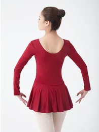 Palco desgaste meninas ballet collants para dança oco volta manga longa vestido de dança (criança/menina/menina grande) adulto feminino inteiros