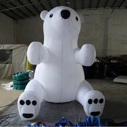 wholesale 3/4/6m High Giant White Sitting Inflatable Balloon Polar Bear Outdoor indoor Advertising cartoon Animal For City Parade Event Stage