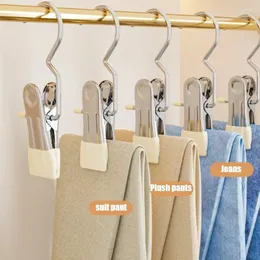 Hangers 10pcs Pants Hanger Clothes Clips Adjustable Metal Clothespins Laundry Pegs Wardrobe Storage Organizer