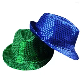 Berrette paillettes jazz cappello durevole cosplay brillante esibizione da ballo mascherato da palcoscenico Panama Cap Holiday