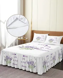 Saia de cama lavanda amor a vida que você vive colcha elástica com fronhas capa de colchão conjunto de cama lençol