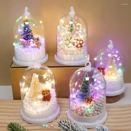 Decorazioni natalizie Mini luci Albero in miniatura in cupola di plastica con LED Anno regalo