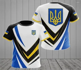 Men039s Футболки Украина Men39s Футболки Рубашка с украинским флагом 3D-принтом с воротником большого размера с короткими рукавами Джерси Модная ткань3199711