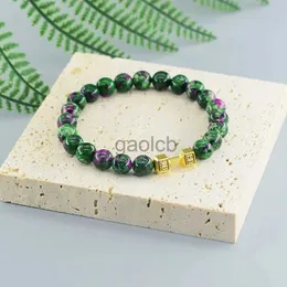 Beaded High Quality Beaded Bracelet Natural Epidote Stone Dumbbell Charm Bracelets Energy Therapy Fitness Barbell Fashion Women Jewelry zln240202