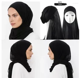 Sciarpe Ramadan Musulmano Fascia Donna Sciarpa Hijab in chiffon con cappuccio Donna Hijab istantaneo Cofano pronto da indossare Foulard Cappello turbante